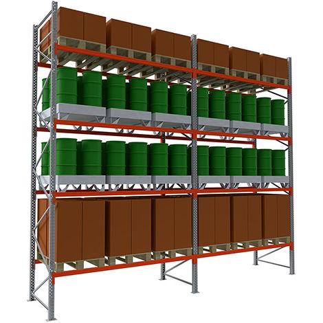 Scaffalatura grande per pallet 4 piani - Elemento successivo: 5000x3600x1100mm - Utilizzabile solo con un modulo di avviamento - RAYOPAL/4N/5027/S