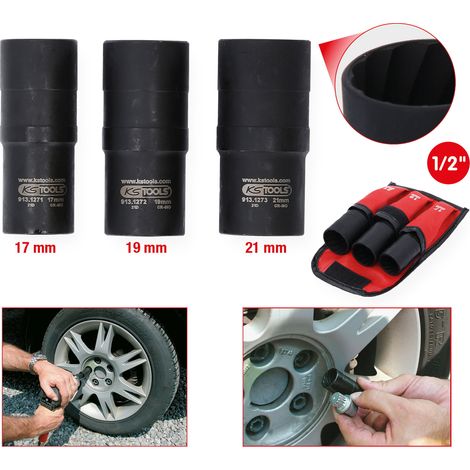 KS TOOLS  1/2"  juego  de llaves  de  vaso  de  impacto  de  perfil  en  espiral  3  piezas  17  -  21  mm  -  913.1270 (1/5)