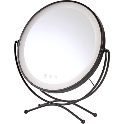 Greenice – Make-Up Spiegel beleuchtet LED 4200K 48x43cm Schwarz – Antibeschlag – Touch-Dimmer – Für Badezimmer und Schminktisch (1/3)