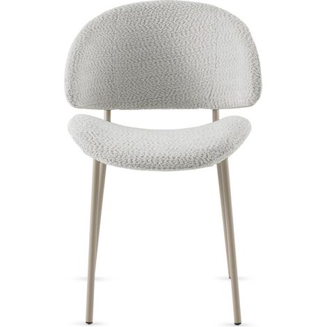 Ensemble de 4 chaises recouvertes de chenille blanche avec pieds en métal taupe (1/5)