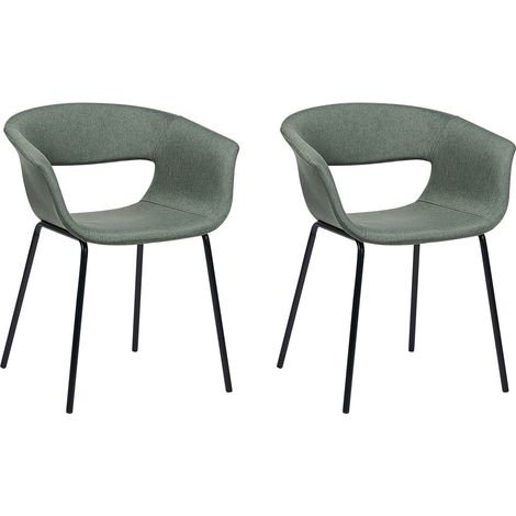 Set di 2 sedie moderne Sedute imbottite Gambe in metallo per sala da pranzo cucina Verde scuro Abilene