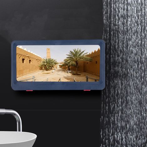 Tablet-Hülle, Handybox, Touchscreen, wasserdichte Badezimmerhalterung, Wandhalterung, kein Bohren erforderlich, Schutzhülle für Tablets, Handyhalterung, blau. (1/5)