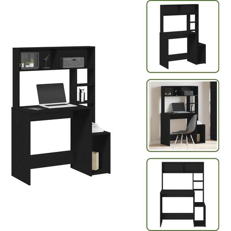 Scrivania per computer - vidaXL Scrivania con Mensole Nera 100x45x140 cm in Legno Multistrato - Scrivania in legno multistrato