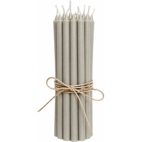 Lot de 12 bougies coniques fines Hauteur 20 cm Diamètre 1,3 cm Durée de combustion 2,5 heures Bougie de l'Avent Noël Couleur : gris français (1/3)