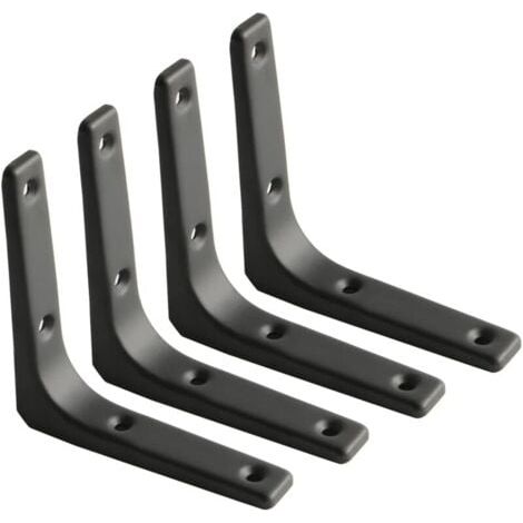 4pcs Équerre Étagère Murale, Équerre Métal Mat Noir, Support Étagère Métal pour Déco Cusine, Équerre Charge Lourde, 100mm100mm-Étagère murale (1/5)