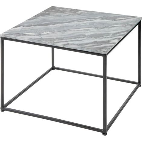 Beistelltisch VORTEX 50 cm aus poliertem grauen Marmor mit schwarzer Metallstruktur