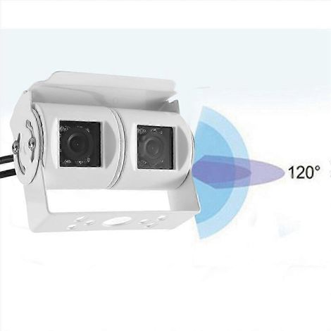Caméra de recul double objectif pour camping-car, blanche, angle réglable, IP68, CCD (1/5)