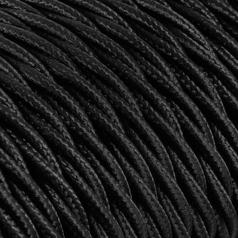 Câble Electrique Noir en Torsadé Textile 3x0.75mm² - Fil Electrique Tissu
