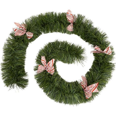 Ghirlanda boa rosa fiocchi 20cmx2,7m pieghe verdi - Feeric lights & christmas