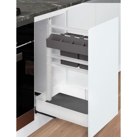 Organizador extraible bajo Neosystem blanco con cierre suave. Puerta 400mm. - (1/5)