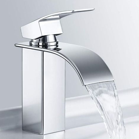 Rubinetto per lavabo a cascata Rubinetto per bagno in acciaio inossidabile Rubinetto per lavabo cromato Design elegante (1/5)