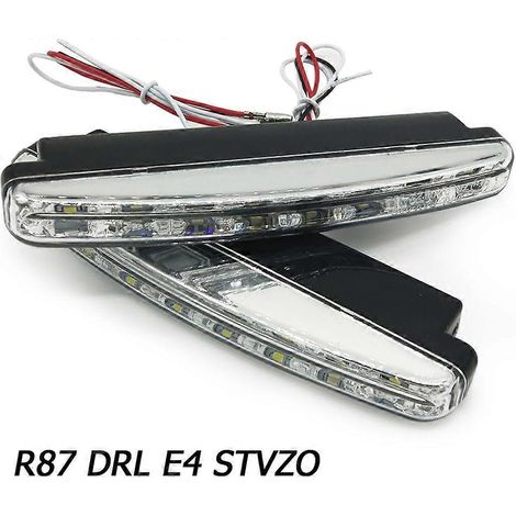 Feux de jour à LED, 12 V, 2 x 8 LED, E4 R87 Stvzo