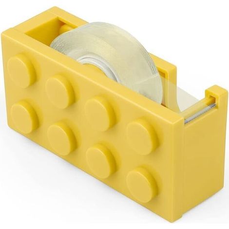 Jaune Dérouleur. Dévidoir Ruban Adhésif en Forme de Blocs de Construction. pour Bureaux. Restaurants. Fleuristes (1/4)