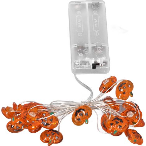 Ortviai Guirlande Lumineuse Citrouille 2 m – 20 LED sur Fil de Cuivre Souple, Alimentée par Piles, Décoration Halloween Intérieure/Extérieure (1/5)