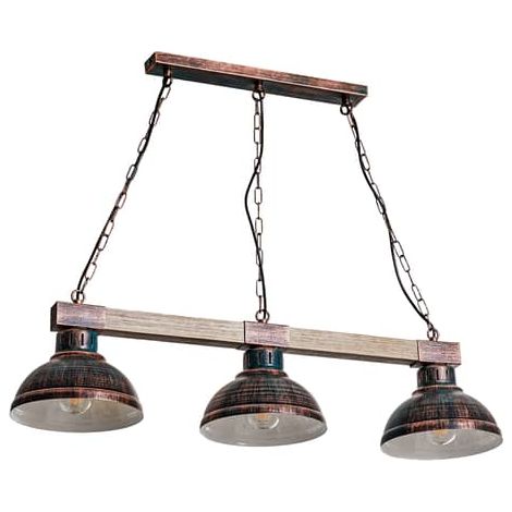Suspension loft Hakon 3xE27 brun bois clair Luminex