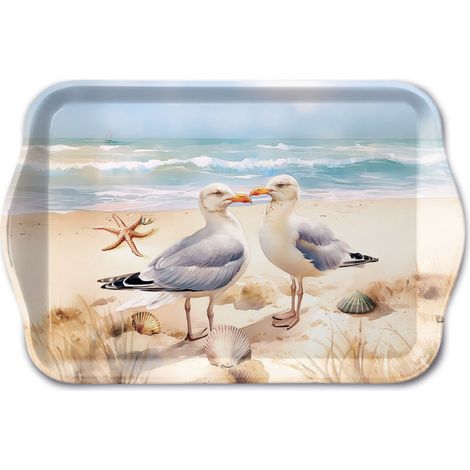 Mini plateau rectangulaire en mélamine mouettes sur la plage