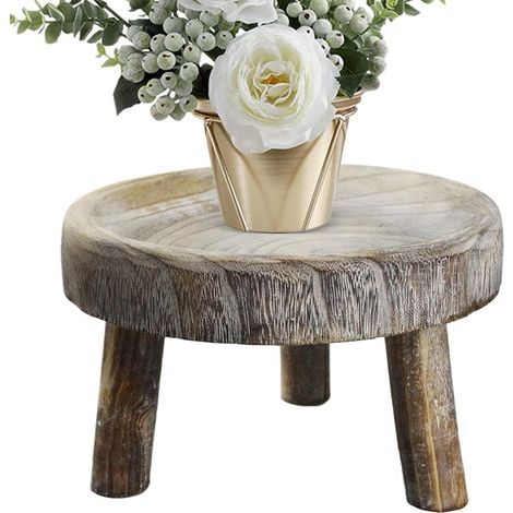 aus massivem Holz erhöhter Hockerständer Blumentopfständer (1/5)
