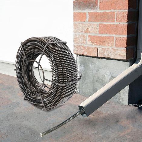 16mm Frühlingsspirale Rohrreinigungsspiralen-Set 4 Abschnitte 4,9m + 1 Abschnitt 2,5m 65 Manganstahl Abflussreiniger Spirale für Rohrreinigungsgerät Rohrreiniger Rohrreinigungsmaschine Abflussreiniger (1/5)