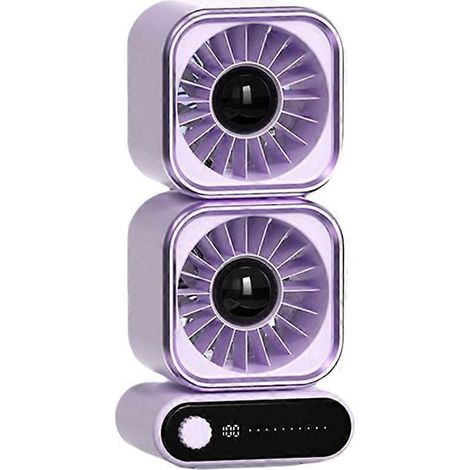 Ventilateur de bureau haute vitesse à double tête rotative pour une circulation d'air optimale. Batterie rechargeable 4000 mAh, 100 vitesses réglables. (1/5)