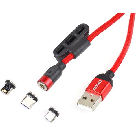 Cavo USB magnetico 3 in 1 a Lightning USB-C Micro USB 1 m UC-8 amio-02522 (1/4)