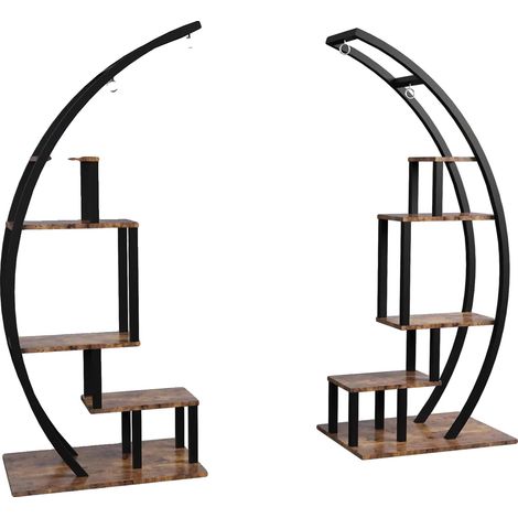 Soporte para plantas de 5 niveles, estilo industrial retro, color marrón. (1/2)