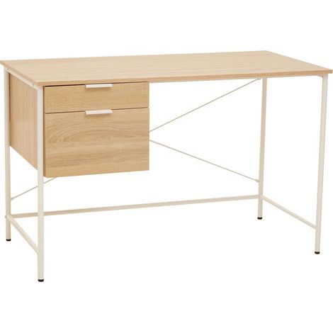 Premier Housewares Bradbury Natural Oak Veneer Desk with Drawers (1/8)
