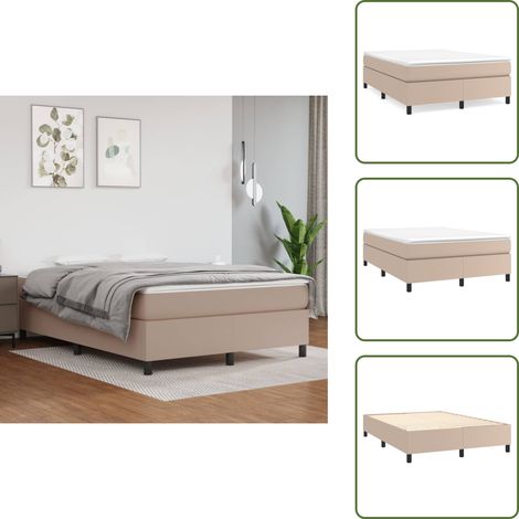 Boxspringbett Matratze Cappuccino-Braun 140x190cm Kunstleder - Boxspringbett - Doppelbett - Bettenrahmen - Kunstlederbett - Lattenrost (1/5)