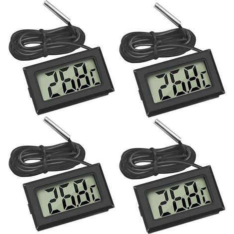 Mini Thermomètre Numérique avec Sonde Externe Imperméable pour Réfrigérateur Congélateur Aquarium 4 Pièces