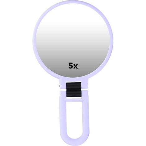 Miroir grossissant pliable x5, miroir de maquillage portable de voyage avec miroir cosmétique réglable (violet) (1/5)