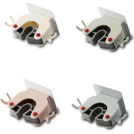 Wandmontierter Besenhalter (4er-Set), Mopphalter, wandmontierter Besenhalter (1/5)
