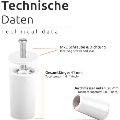 Lot de 8 butées de store en plastique blanc lisse et compact pour réparation de volet roulant (1/5)