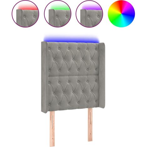 Maison Exclusive - LED Kopfteil Hellgrau 83x16x118/128 cm Samt