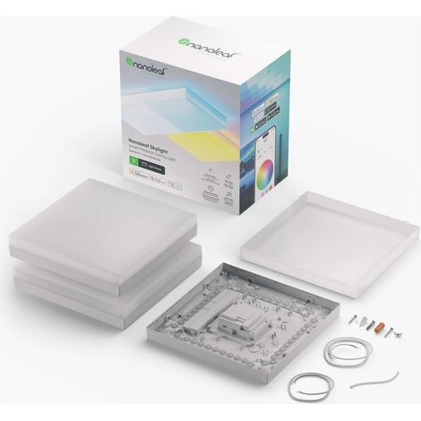 Nanoleaf NF083K02-3SL Skylight Starter Kit Plafoniera LED da Incasso Modulare RGBW 16M Colori Wi-Fi Alexa compatibile colore Bianco