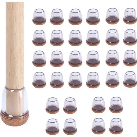 Lot de 4 protège-pieds de tabouret en caoutchouc - 2,5 cm (1 po) - Transparent - Rond - Lot de 8