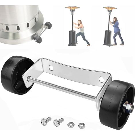 Kit de roues universelles pour chauffage de terrasse Support argenté inoxydable, remplacement des roues pour chauffage au gaz, facile à déplacer