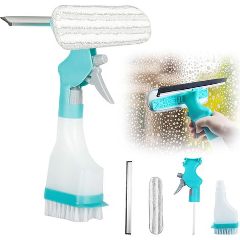 4 in 1 Window Squeegee and Spray Mop, Window Cleaning Kit, Window Cleaner with Spray Bottle, for Windows, Bathroom, Kitchen, Car, Mirror (1/5)
