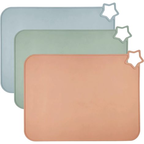 Silikon-Tischsets für Kinder, rutschfest und wiederverwendbar, tragbar und hitzebeständig, Baby-Tischsets, fleckenabweisende Silikon-Tischsets