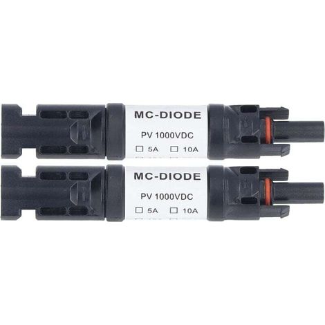 Packung mit 2 1000V Solar-PV-Steckverbindern, MC4-Stecker, integrierte Verpolungsschutzdiode, IP68 wasserdicht für Solarmodulanschluss (20A)
