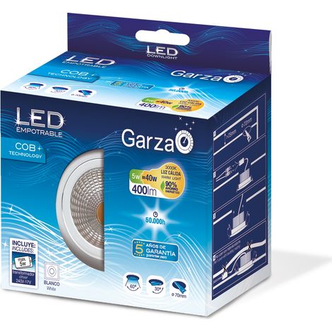 Plafón Empotrable LED Blanco Orientable 30º, 5W, 400 lúmenes, 3000K