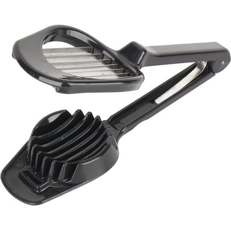 Cortador de huevos, cortador manual de champiñones, cortador de patatas, cortador de limón, ensalada, fruta, plátano, tomate, aguacate y fresa (19 x 7,5 cm, negro) (1/5)