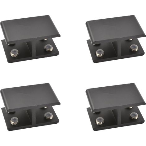 Pince à verre, réglable, double face, en alliage d'aluminium, support pour une épaisseur de 14–16 mm, 180 degrés, Noir, 4 pièces (1/5)