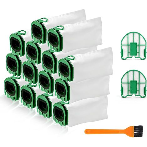 Lot de 14 Sac Aspirateur pour Vorwerk Kobold VB100 FP100,Sacs d'Aspirateur pour Vorwerk avec 2 Filtre moteur et 1 brosse de nettoyage pour Vorwerk Kobold VB100 (1/5)