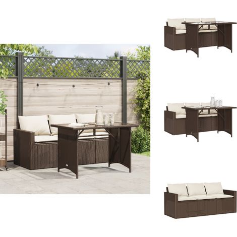 Ensemble à manger de jardin avec coussins 2 pcs marron rotin - Salon De Jardin - Ensemble Salon De Jardin - Mobilier De Jardin - Table De Jardin - Chaise De Jardin (1/5)