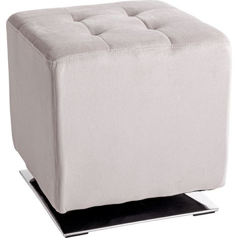 Tabouret rembourré carré pivotant coloris gris - Longueur 41 x Profondeur 41 x Hauteur 43 cm (1/4)