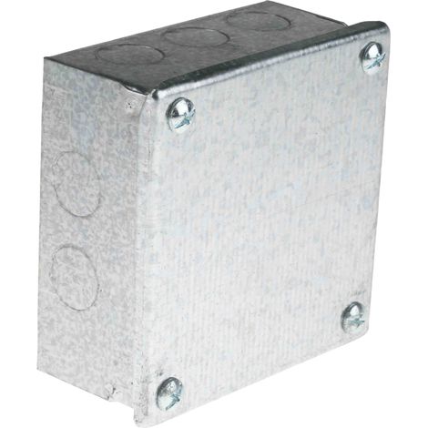Rs Pro – Boîte de dérivation en acier galvanisé 100mm x 100mm – Profondeur 50mm – 5 ouvertures pour installations électriques
