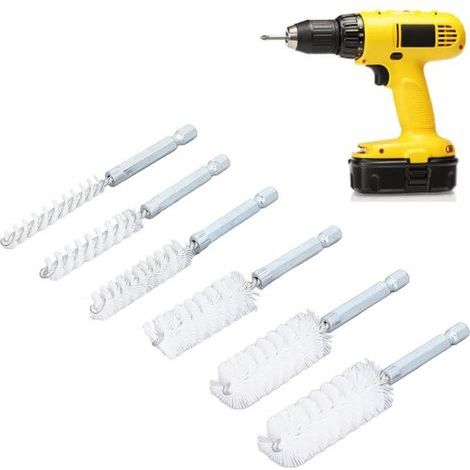 Lot de 6 brosses d'alésage en acier inoxydable de différentes tailles , brosse métallique torsadée avec poignée de 6,35 mm à tige hexagonale pour tubes et ports (1/5)
