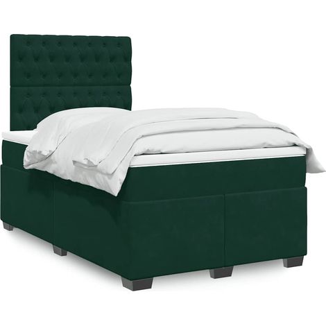 Boxspringbett mit Matratze Dunkelgrün 120x190 cm Samt