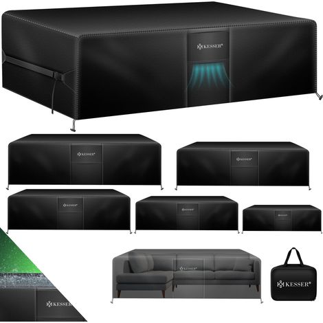 KESSER® Cubierta para muebles de jardín  cubierta protectora  protección contra la lluvia y protección UV con abertura de ventilación / Negro, 125 x 125 x 74cm (1/5)