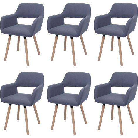 [NON UTILIZZATO] Set 6x sedie da pranzo HHG-878 II, poltroncina cucina imbottita, legno Stoffa/tessuto a coste (400g/m²), grigio scuro