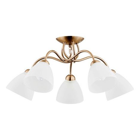 Alfa AMARILLO 5-Light Ceiling Lamp, Brass/Gold & White Metal Flush Mount with Crystal Accent, 5xE27 (max 15W) Dimmable, 61cm Diameter, 220-240V, Modern Classic Indoor Lighting for Living Room (1/3)